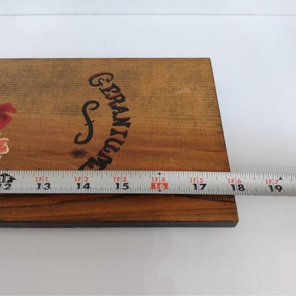 Vintage 70s Signed Fransen Handpainted Wood Board Wall Hanging Geraniums Floral - Picture 9 of 9